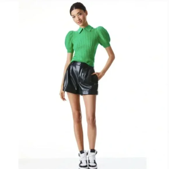 Alice + Olivia Green Puff Sleeve Sweater - Picture 2 of 7